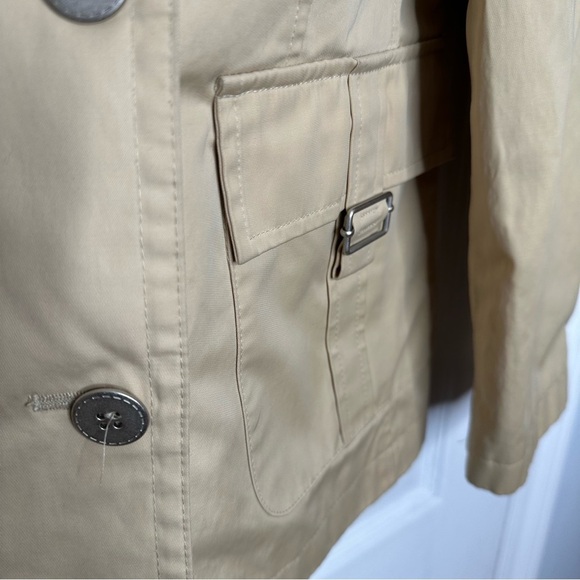 Giacca Trench Coat Double Breasted Classic Style Tan Size Medium - Picture 2 of 16